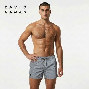David Naman - Luxury Italian Designer - Men's Gray/Silver Swim Trunks (XL)